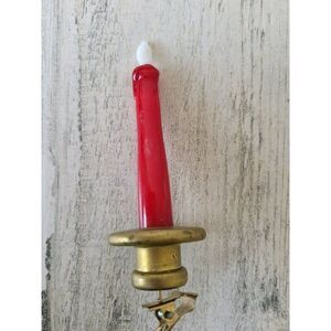 Red glass candle vintage clip ornament Xmas tree